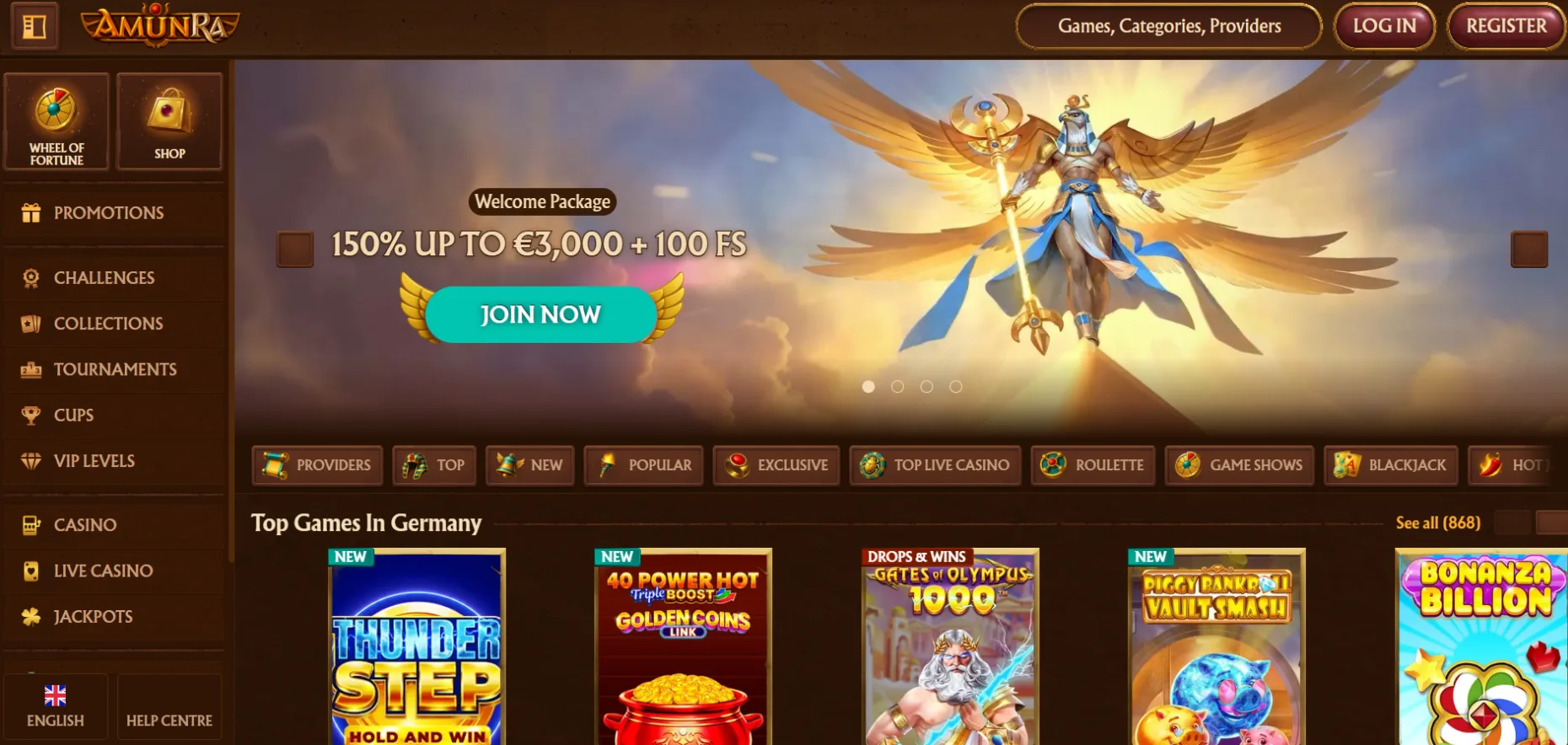 Amunra Casino Screen