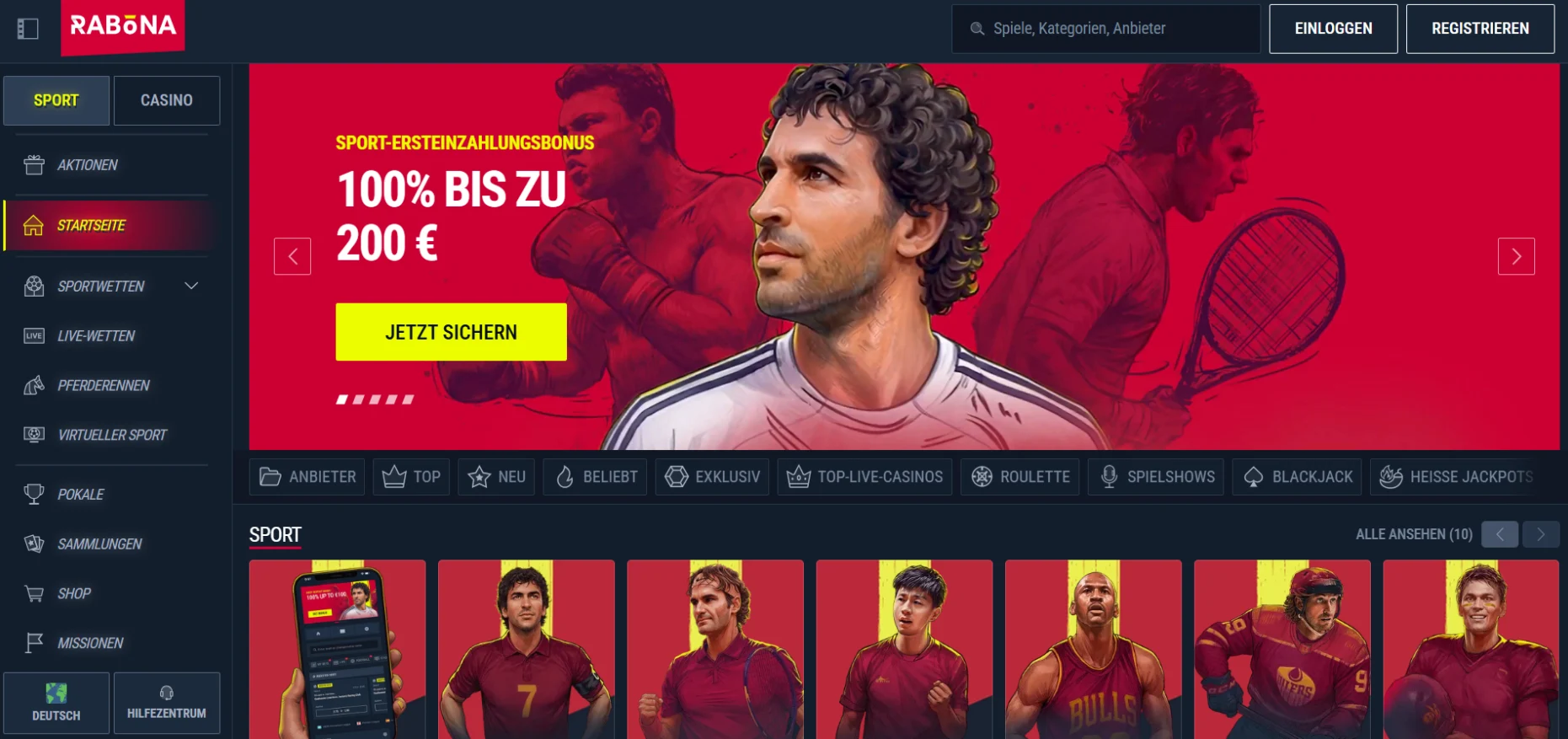 Rabona Casino Screen